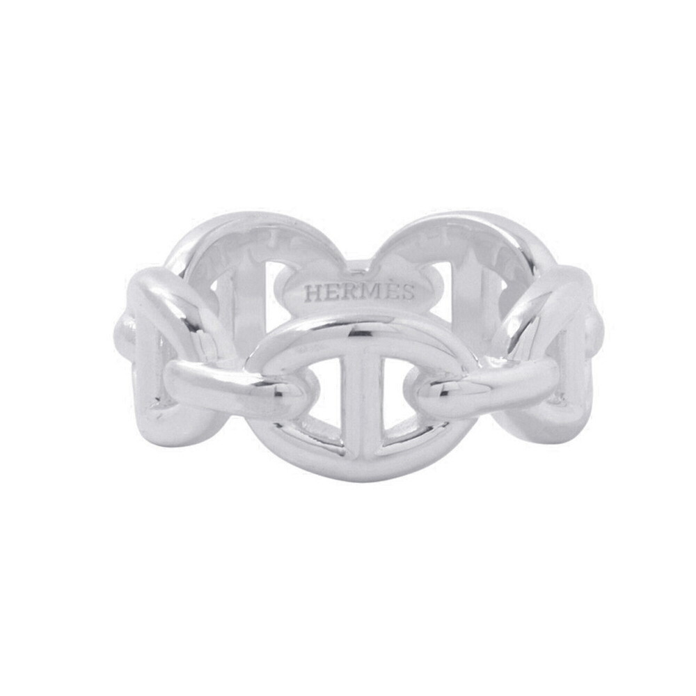 Hermes Chaine d'Ancre Enchainee PM Ring, SV925 Silver, Size 51.